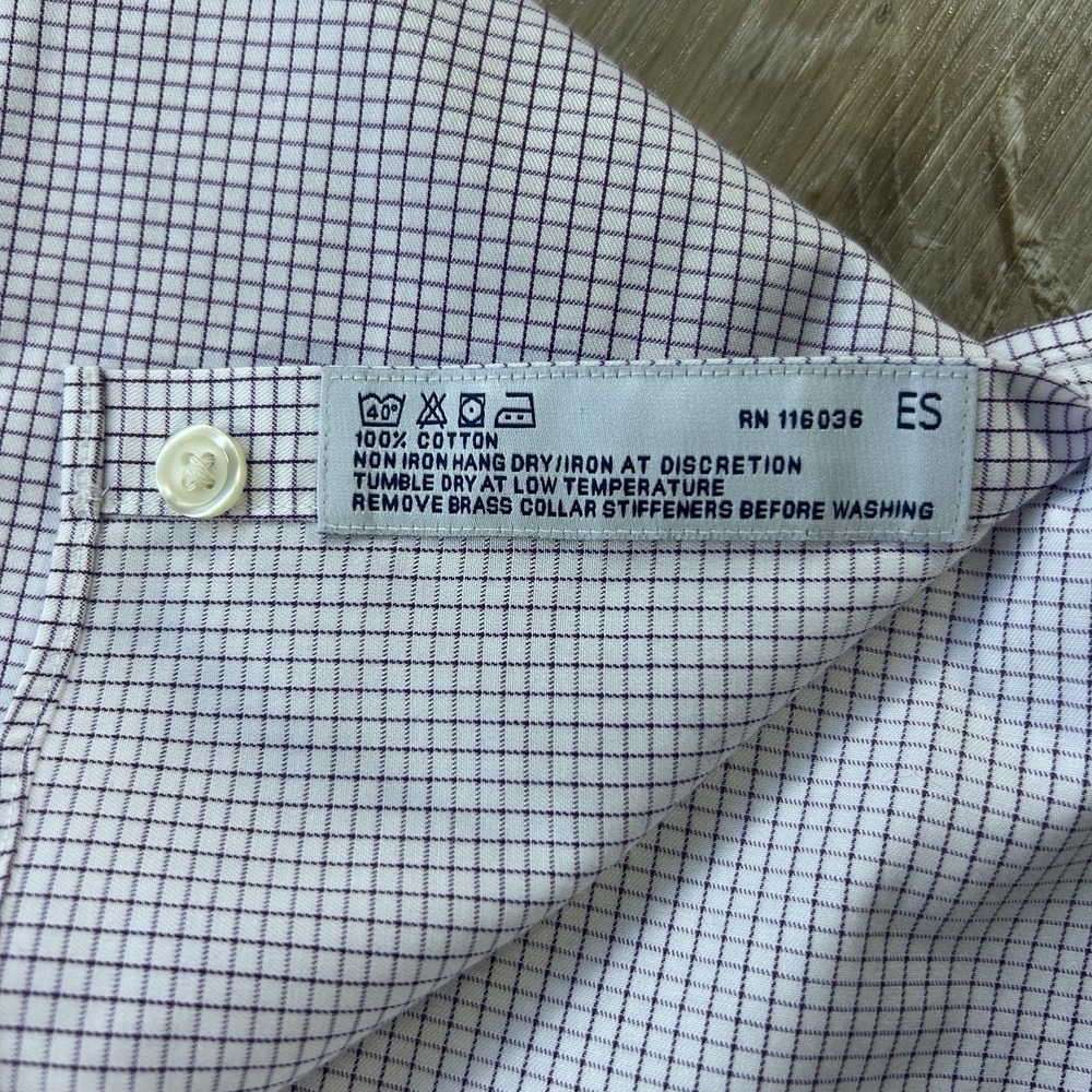 Charles Tyrwhitt Dress 15.5/34 Purple Check Non-Iron Extra Slim Fit French Cuffs - Picture 4 of 8